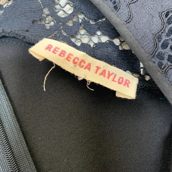 Rebecca Taylor Short Sleeve Fitted Dress with Lace Black Size 2 - Picture 5 of 9